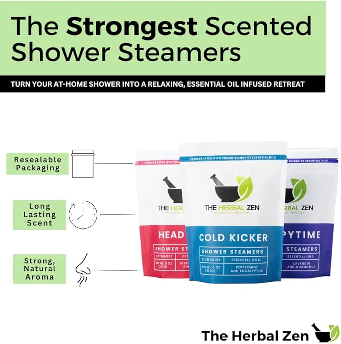 Bulk Shower Steamers with Essential Oils Combo Set by The Herbal Zen (3 Packs of 10 Tablets, Value Set), Bulk Shower Bombs, Relaxation Gift for Women and Men, Birthday Gifts, Mothers Day Gift