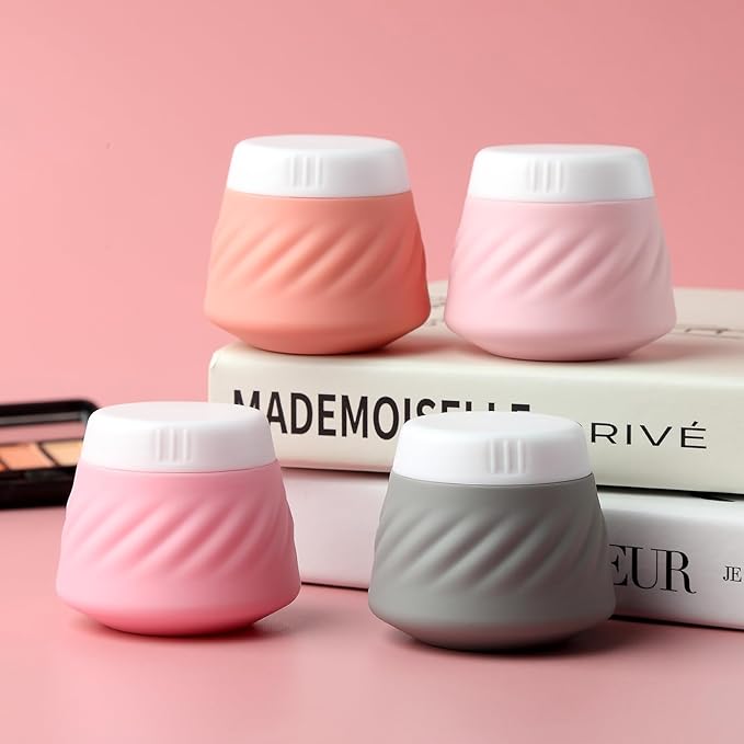 Gemice Travel Containers for Toiletries, TSA Approved Silicone Travel Jars for Cream, Leak-Proof Travel Size Toiletries Containers with Lid for Lotion Skincare Makeup (4 Pack)