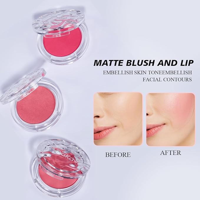 Blush Palette – Long-Lasting Waterproof Powder Blush, Natural Matte & Buildable Color, Smooth Blendable Finish for All Skin Tones, Ideal for Daily Makeup(01 STRAWBERRY MILK)