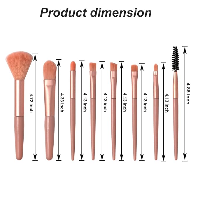 Makeup Brushes,Makeup Brush Set, 8 PCS Travel Make Up Brush Kit Mini,Cosmetic Brushes for Face Foundation Blush Eye Shadow (Pink)