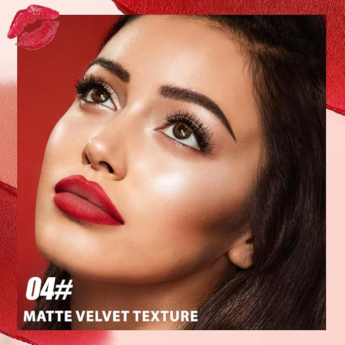 BINGBRUSH 2in1 Matte Lip Liner and Lipstick Combo, Lipstick for Women, Longwear Waterproof Lip Liner Pencil, Matte lipstick Smudge Proof lipstain, Women's Long Lasting Lip Makeup (4#Hot Shot)