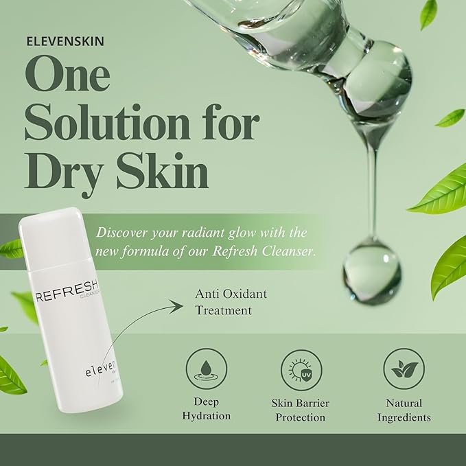 ELEVENSKIN Refresh Antioxidant Facial Cleanser – Gentle Gel Face Wash & Hydrating Cleanser – Daily Hydrating Face Wash & Makeup Cleanser for Women & Men – Seaweed Enriched, Suitable for All Skin Types
