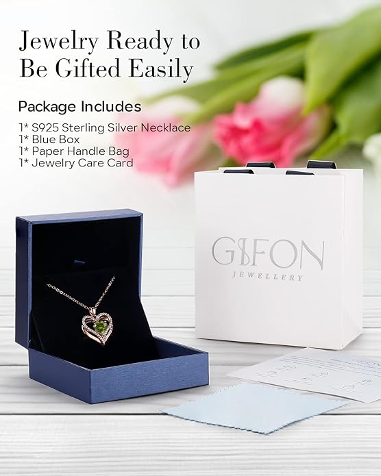 S925 Sterling Silver Necklace for Women, Wife Jewelry Rose Gold, Mom Birthday Valentines Mothers Day Gifts, Girlfriend Necklaces, Daughter Heart Jewel, Anniversary for Her