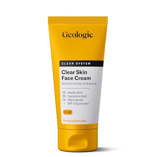 Geologie Clear Skin Face Cream | Clear System Daily Moisturizer with SPF15 for Acne-Prone Skin | Azelaic Acid, Niacinamide & Hyaluronic Acid | Lightweight & Oil Free | 60 ML