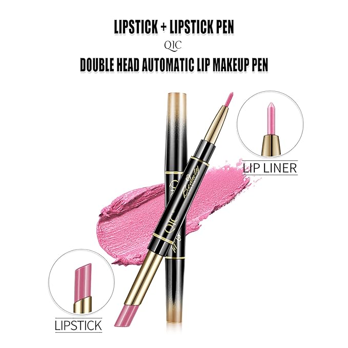 6Pcs Lip Liner and Lipstick Makeup Set, Purple Red/Claret/Vermilion/Pastel Orange/Rose/Ruby Red Lipstick Pen and with Lip Liner Pencil Set Lip Gift Set for Daily/Travel/Party/Work