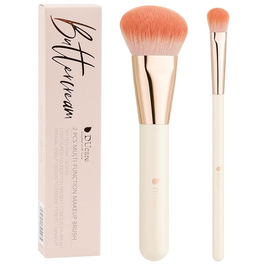 DUcare Foundation Contoured Brush - Concealer Brush Under-Eye Concealing and Contouring Makeup Brushes - Face Brush For Liquid Or Cream Foundations
