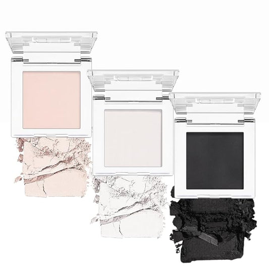 AMY'S DIARY White Black Pink Matte Eyeshadow Palette 3 pics set – Long-Lasting & Highly Pigmented, Vegan & Cruelty-Free