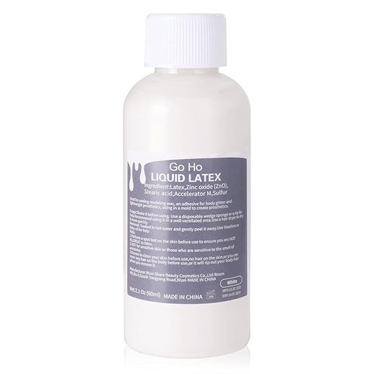 Go Ho Liquid Latex SFX Makeup(2 oz),Halloween Monster Zombie Makeup,Quick Drying Multi-Purpose Liquid White Face Paint for Scar Cut Wound Peeling Skin Wrinkles Stipples Burns Blisters,Clear White