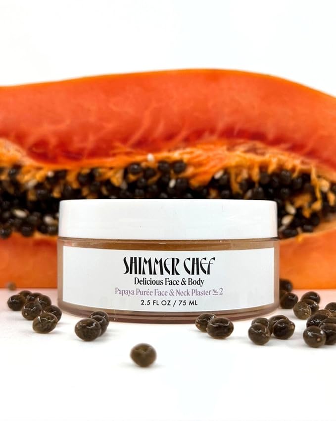 SHIMMER CHEF Papaya Purée Face & Neck Plaster | Botanical Skin-to-Mind Mask | Revitalizes & Fortifies Complexion with Vitamins A, C & E | Exotic Bouquet Uplifts Mood | 2.5 oz