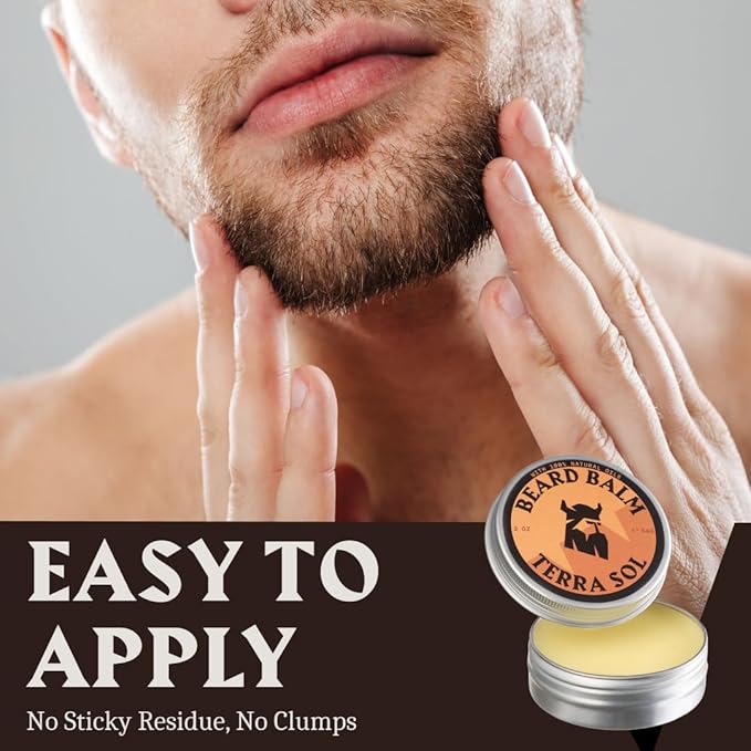Beard Balm for Men - Leave in Beard Conditioner - Styling Balm Made with Naturally Derived Beard Butter, Argan & Jojoba Oils (2 Ounce (Pack of 1), Terra Sol)