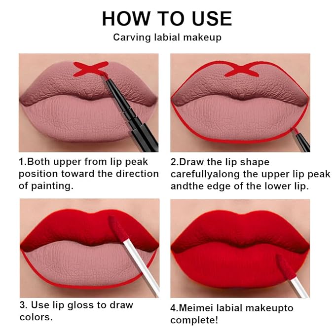 evpct 3Pcs Ruby Bright Dark Deep Red Lip Stain Lipstick with Lip Liner, Burgundy Red Matte Lip Liner and Liquid Lipstick Set for Women Long Lasting Waterproof 24, 24 Hours Lip Sitck Paint