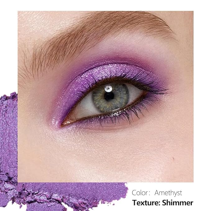 Single Purple Eyeshadow Matte Shimmer Finish Soft Texture High Pigment Long Lasting Magnetic Refill for DIY Eyeshadow Palette (Amethyst)