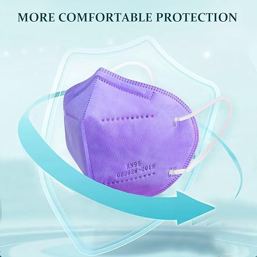 Purple KN95 Face Masks 100 Pack Breathable Disposable Face Masks