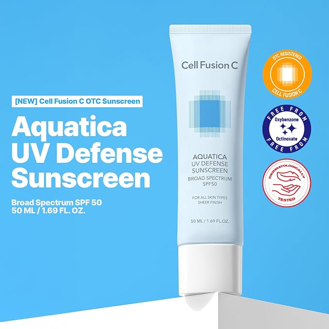 Cell Fusion C Aquatica UV Defense Face Sunscreen SPF 50, No White Cast, Hydrating SPF Moisturizer with PDRN, 50ml / 1.69 fl.oz
