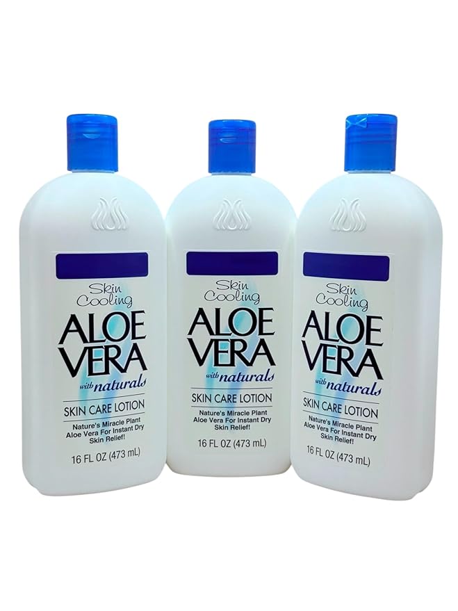Aloe Vera Skin Care Lotion (16 oz) - Pack 3 – Soothing Moisturizer with Pure Aloe Vera – For Dry, Sensitive Skin – Lightweight, Non-Greasy, Instant Dry Skin Relief