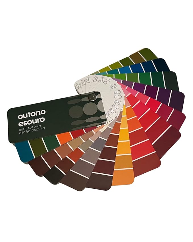 Multilingual Deep Autumn Palette Color Fan by Studio Immagine, Personalized Color Guide for Cost Saving, Smart Shopping, Outfit & Wardrobe Planning; Otono Oscuro/Outono Escuro