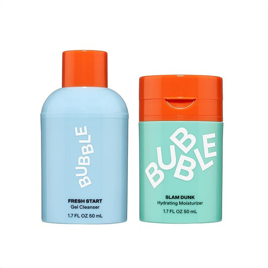 Bubble Skincare Slam Dunk Face Moisturizer for Dry Skin (50ml) + Fresh Start Exfoliating Gel Cleanser (50 ml)