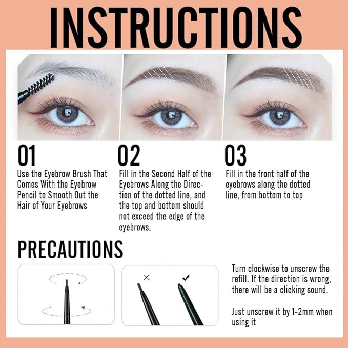 3 Pcs Black Eyebrow Pencils for Women,with Spoolie Brush,Eyebrow Pencil Soft Textured,Waterproof Sweat-proof for Fills in Sparse Areas and Gaps Create a Natural Eye Brow,Vegan & Cruelty-Free