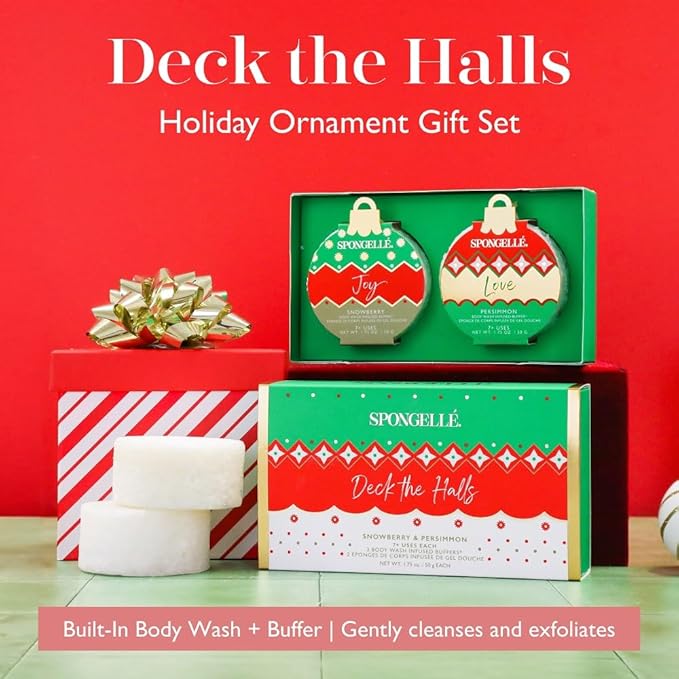 Spongelle Deck the Halls Holiday Ornament Gift Set