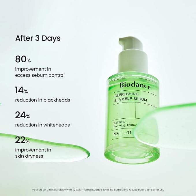 BIODANCE Refreshing Sea Kelp Serum, Oil & Sebum Control, Calming Serum for Oily & Combination Skin, Korean Skincare, Stocking Stuffers for Teen Girls | 1.01 fl.oz x 1 ea