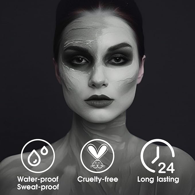 BADCOLOR Grey Face Body Paint Stick, Cream Gray Eye Black Full Body Paint Sticks, Professional Face Paint for Halloween SFX Makeup Cosplay Joker Zombie Vampire Costume Parties