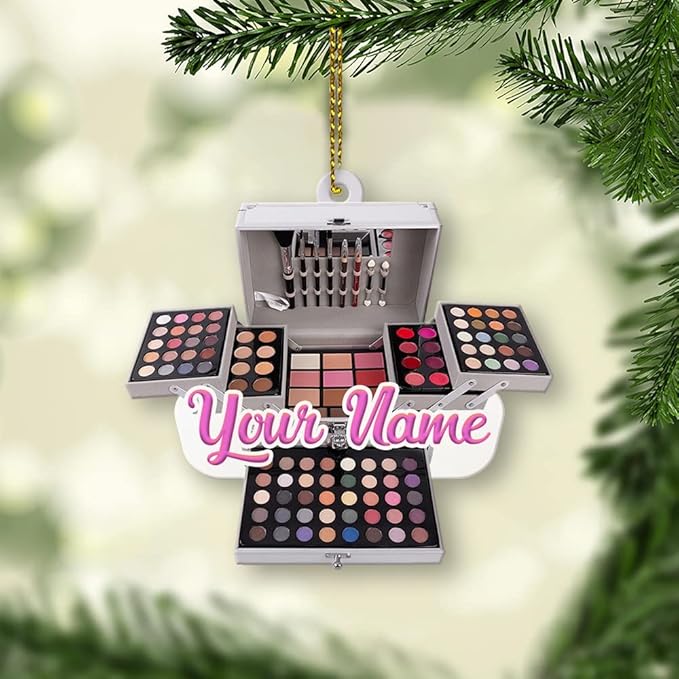 Personalized Name Makeup Box Shape Flat Ornament Makeup Ornament Girl Makeup Artist Christmas Ornament Makeup Stylist Ornament 3