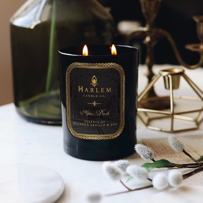 HARLEM CANDLE CO. After Dark - Luxury Scented Soy Candle, 11 oz - 80-Hour Burn Time | Bergamot, Saffron, Bourbon Vanilla, Oak | Scented Candles for Home