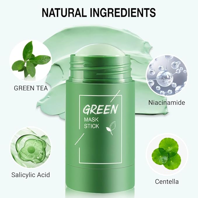 Clay Mask For Face, Blackhead Remover For Face, Deep Pore Cleansing, Moisturizing, Skincare Facial Mask for Refining Pores and Controlling Oil (Green Tea)