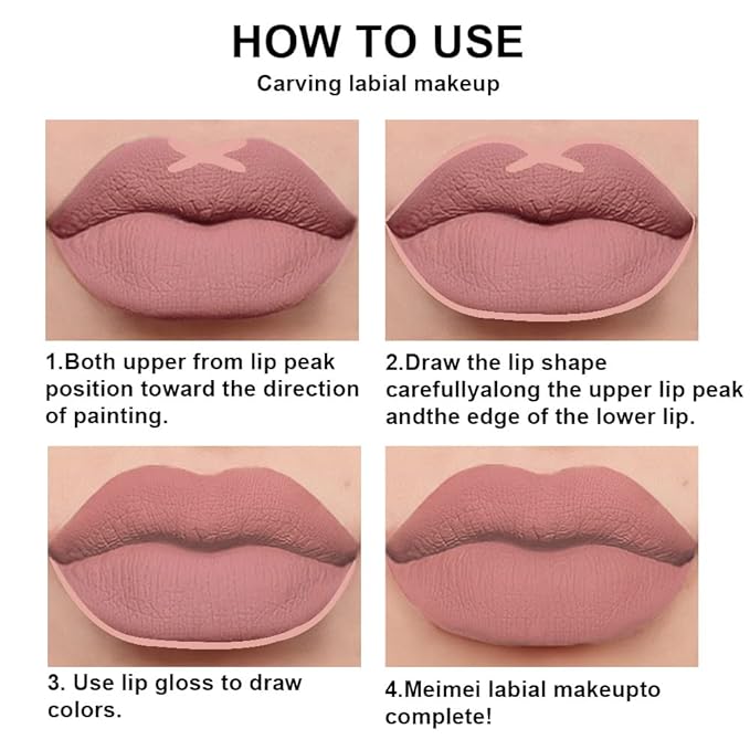 evpct 2Pcs Mauve Nude Neutral Color Lip Liner and Matte Lipstick Makeup Sets Vegan Lipstick Lip Liner and Gloss Set Lip Stain Long Lasting Waterproof 24 34#