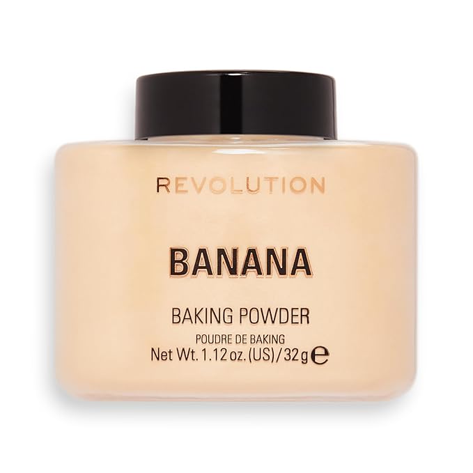 Revolution Beauty London, Loose Baking Powder, Makeup Setting Powder, Long-Lasting Coverage, Mattifies & Reduces Shine, Banana, 1.12 oz