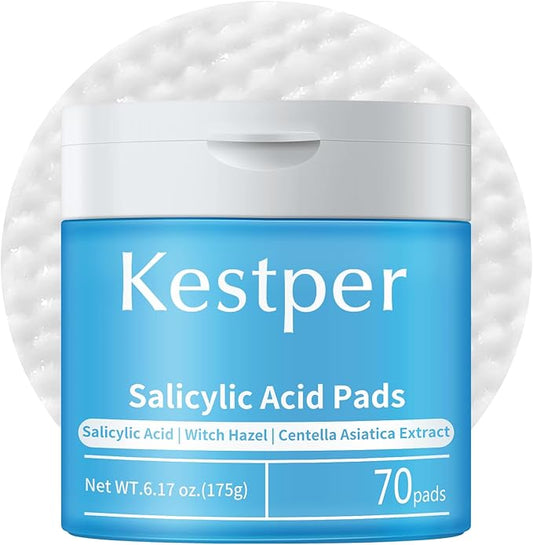 Salicylic Acid Exfoliating Facial Pads for Blemish-Prone Skin |Daily Pore Cleansing & Oil Control | Soothing Skincare Witch Hazel Toner Pads | 70 Count