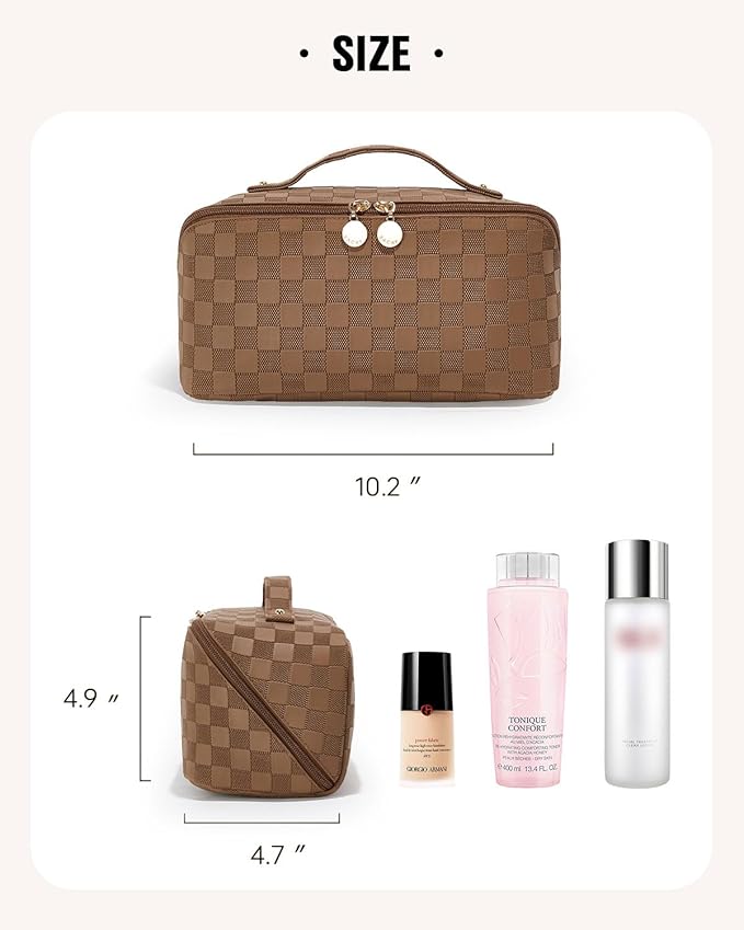 EACHY Travel Makeup Bag,Large Capacity Cosmetic Bags for Women,Waterproof Portable Pouch Open Flat Toiletry Bag Pattern Makeup Bag