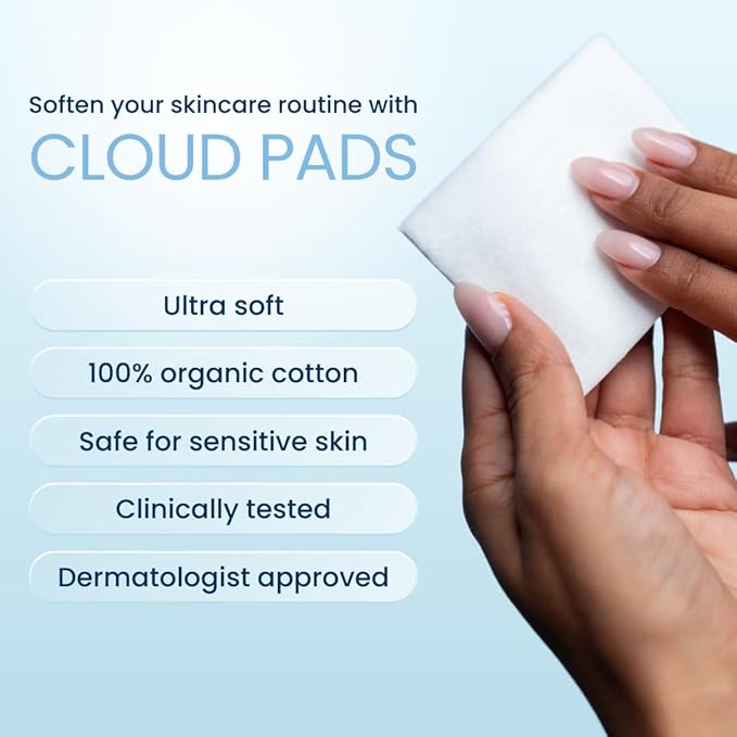 Clean Skin Club Cloud Pads, Ultra-Soft & Thick Face Pads, 100% Organic Cotton Dermatologist-Approved Makeup Remover and Toner Applicator, Sensitive-Skin Safe, 60 Count (Pack of 1)