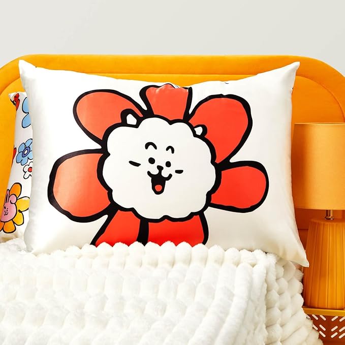 Kitsch x BT21 (RJ) Satin Pillowcase with Zipper for Hair & Skin - Softer Than Silk Pillow Cases, Smooth Cooling Pillow Cover, Wrinkle-Free, Machine Washable, Queen/Standard (19x26)