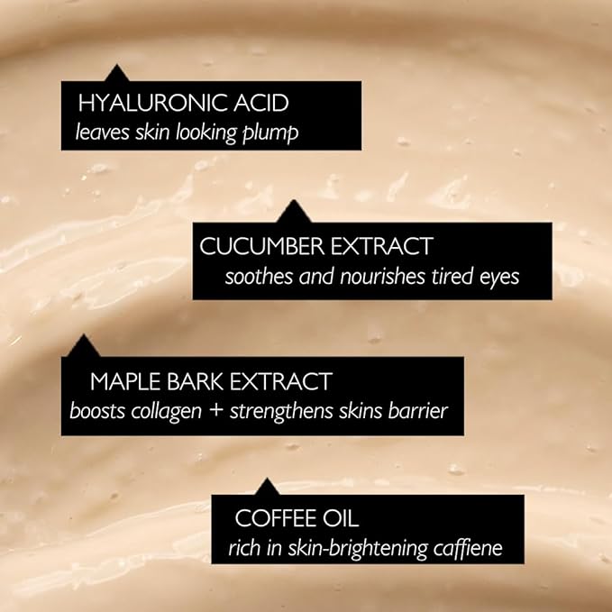 UPCIRCLE Eye Cream With Coffee And Hyaluronic Acid 0.5 FL OZ - For Dark Circles, Puffiness + Wrinkles - Glycerin, Maple Bark + Cucumber Extract - Natural, Vegan + Cruelty-Free