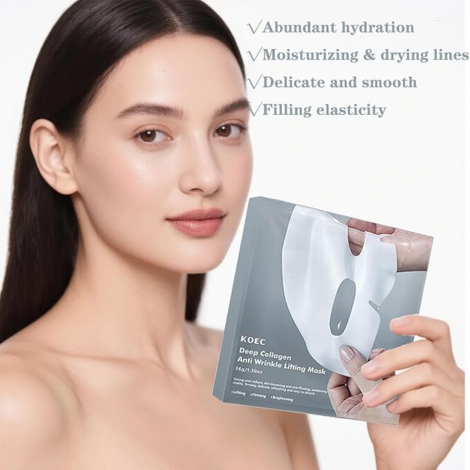 4 Pack Deep Collagen Overnight Mask,Bio-Collagen Real Deep Mask, Skinqueen Korean Collagen Films Deep Collagen Anti Wrinkle Firming Lifting Face Mask