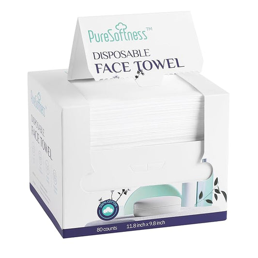 Disposable Face Towel, 100% Cotton, Extra Large 12" x 10", Soft Dry Wipe Face Wash, Makeup Remover, Biodegradable Towelette for Sensitive Skin 160 Count (2 Pack)