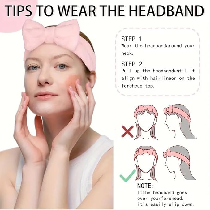 Spa Headband,Makeup Headband Set,For Face Washing Skin Care Accessories,Girls Headbands and Wristbands for Washing Face Head and Wrist Band Set