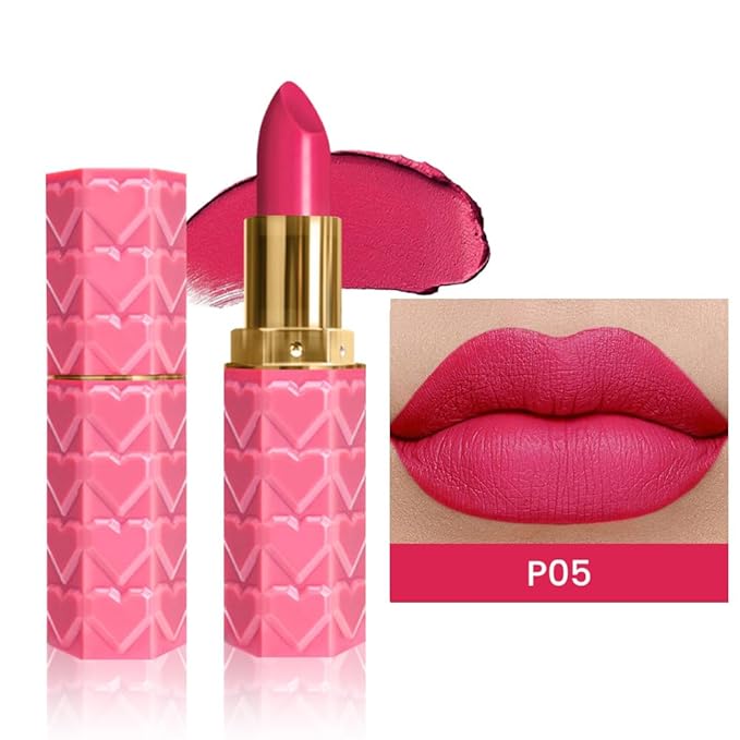 evpct 1Pcs Pink Lipstick, Silky Velvet Matte Lipstick Pack Sets for Women, Long Lasting Smudge Proof Lipstick Lip Stain Makeup Kit matte lipstick 24 hours original P05