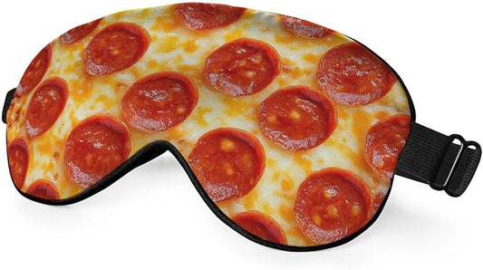 Silk Cheese Pizza Sleep Mask with Adjustable Strap for Travel, Office, Gift