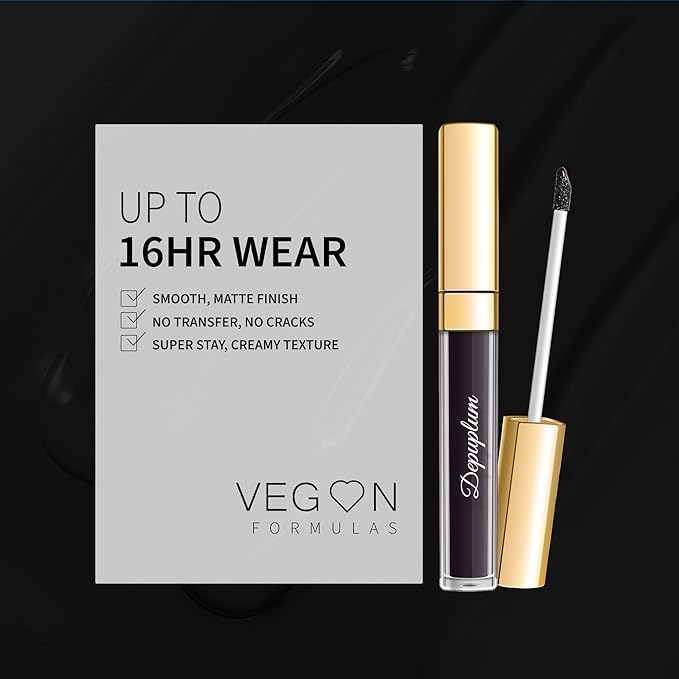 Black Lipstick Matte for Women, Long Lasting Lipstick Smudge Proof No Transfer Goth Liquid Lipsticks, Cruelty Free Lip Makeup (DM23 Black Storm)