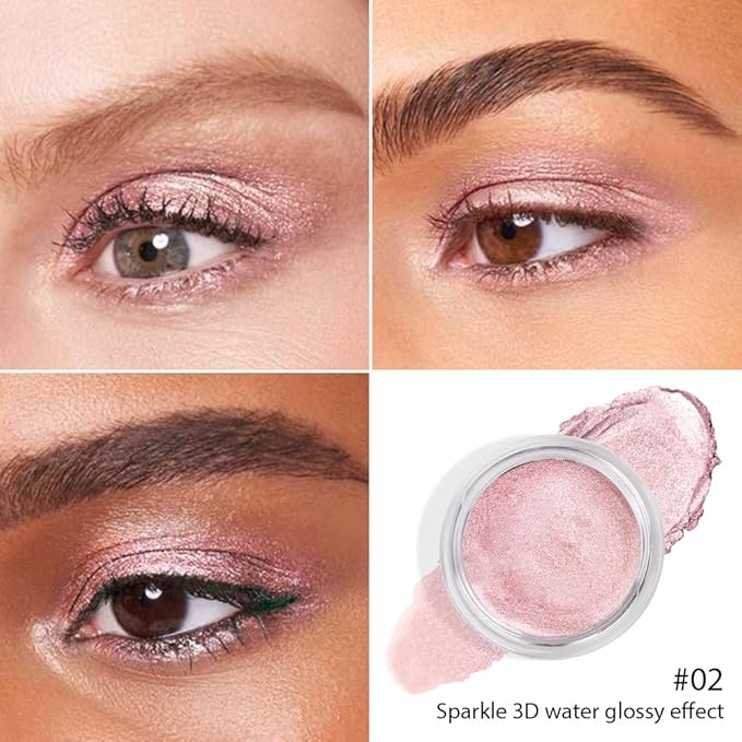 Cream Glitter Pale Pink Shimmer Metallic Eyeshadow Palette Makeup, Natural Single Mini Instant Holographic Eyeshadow For Women, Sombras Crema Para Ojos, Talc, Paraben & Cruelty Free