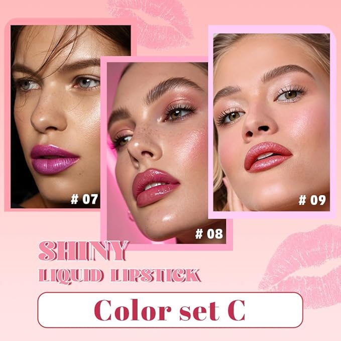 3Pcs Metallic Lipstick for Women,Lightweight Glitter Sparkling Liquid Lipsticks,Shimmer Lip Gloss Stain Long Lasting Waterproof Smudge Proof Non-Drying 24 Hour Full Coverage Lip Makeup,Vegan