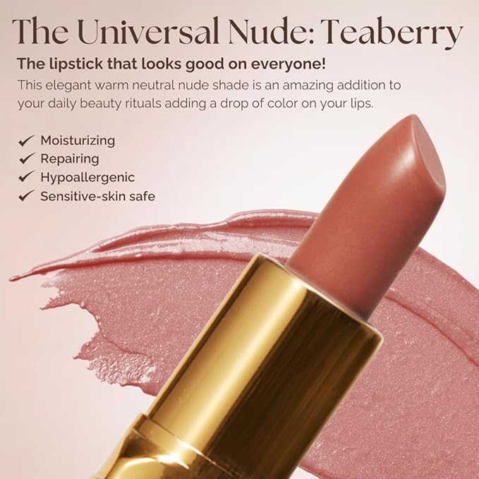 Essence Of Argan Pink & Teaberry Lipstick Set Deep Moisturizing, Long Lasting Lip Care with Pure Argan Oil and Shea Butter