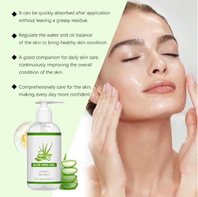 Aloe Vera Gel for Face and Body, Soothing & Moisturizing Gel with Carbomer, Repairs Dry Skin, Brightens Skin Tone, Daily Use for All Skin Types（130ml