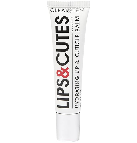 CLEARSTEM LIPS&CUTES Lip Balm & Cuticle Care - Multi-Tasking Hydrating Balm with Peptides, Vitamin E & Green Tea - Lip Care Products & Cuticle Balm Essentials for Daily Soothing & Nourishing Routine