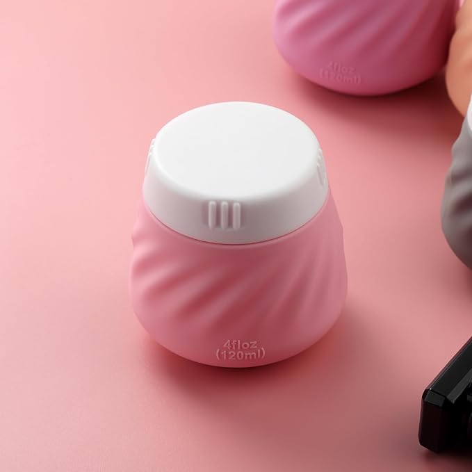 Gemice 4 OZ Travel Size Containers for Toiletries, 4-Pack Leak-Proof Silicone Slime Jars with Lids, BPA Free Small Round Cosmetic Slime Container for Lotion, Cream, Ointments, Travel Essentials