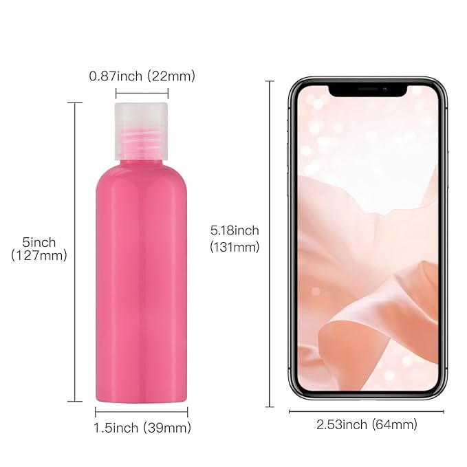 Travel Bottles for Toiletries 3.4 oz - Travel Size Containers for Shampoo Plastic - Small Empty Lotion Squeeze Bottle for Liquid TSA Approved - Leak Proof Mini Conditioner Refillable 5Color 100ml