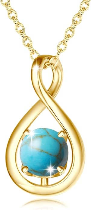 FANCIME Birthstone Necklaces for Women Fine Jewelry Sterling Silver Dainty Infinity Pendant Anniversary Birthday Christmas Gifts for Her Wife Mom Lady Daughter, Chain 16"+2" Extend