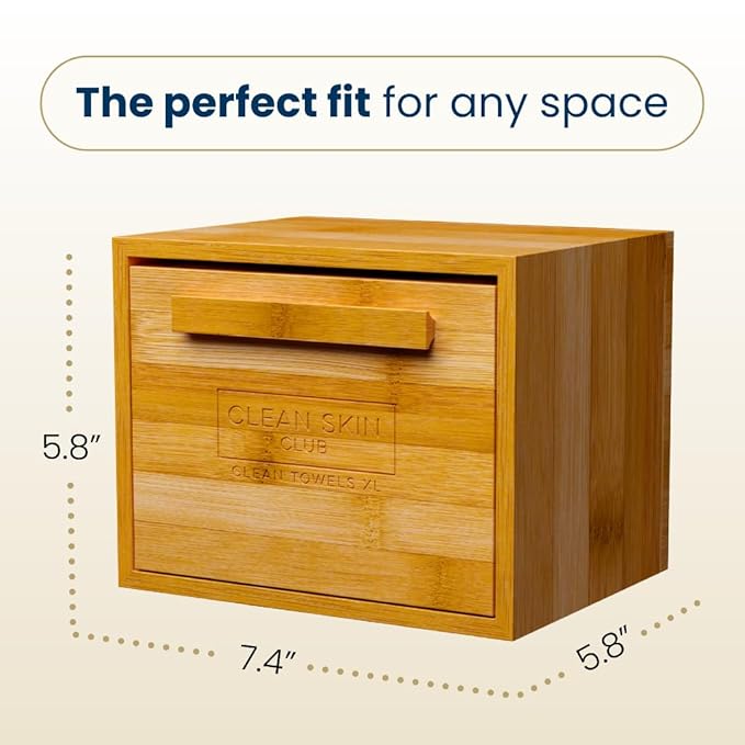 Clean Skin Club Luxe Bamboo box with Drawer + 50 XL Towels